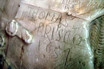 A graffito of 1657 on Sir Thomas Lucy's tomb November 2009